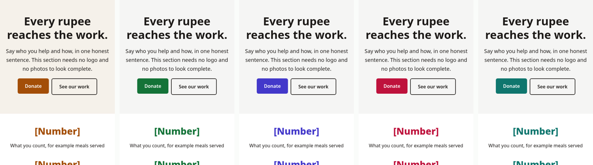 The five colour styles side by side